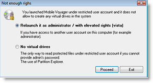 Not enough rights window under limited user account