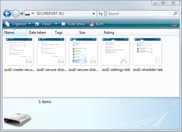 Secure Flash Drive Root Folder