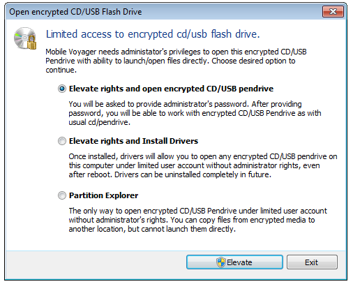 limited access to encrypted usb or cd