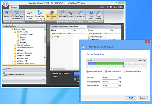 New secure zone on USB flash drive